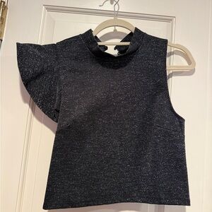 DO+BE Black Textured Ruffle Sleeve Blouse